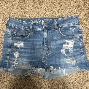 American Eagle Outfitters Light Blue Distressed Denim Shorts